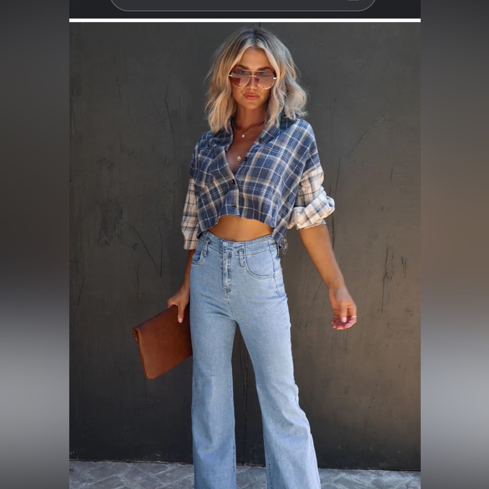 Vici Missing Piece Plaid Colorblock Button Down T… - image 3